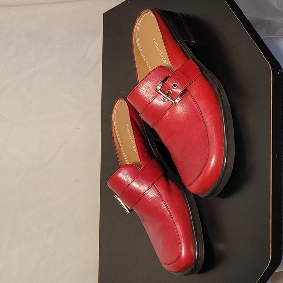 Naturalizer Shoes - Naturalizer Red Leather w/Buckle Mules 7M